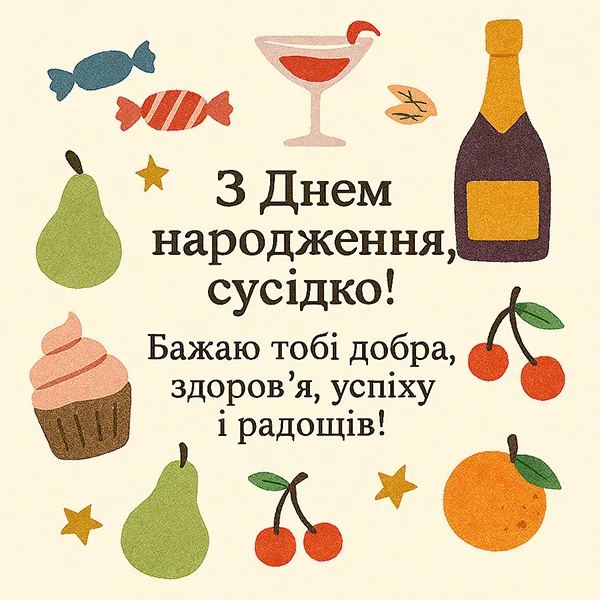 Привітання з Днем Народження сусідці №47