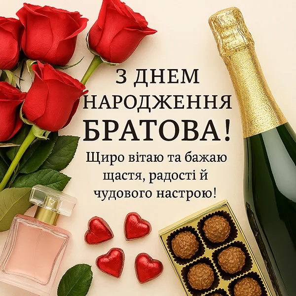 Святкова картинка-привітання з Днем Народження Братовій (№40)
