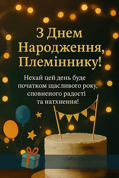 Стильна картинка - привітання з Днем Народження племіннику (№36)