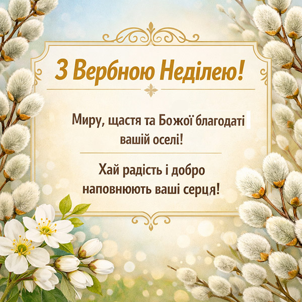 Приємна картинка-привітання на Вербну Неділю (№64)