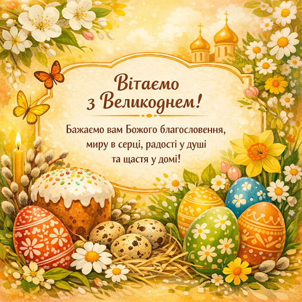 Тепла та душевна картинка-привітання з Великоднем (№41)