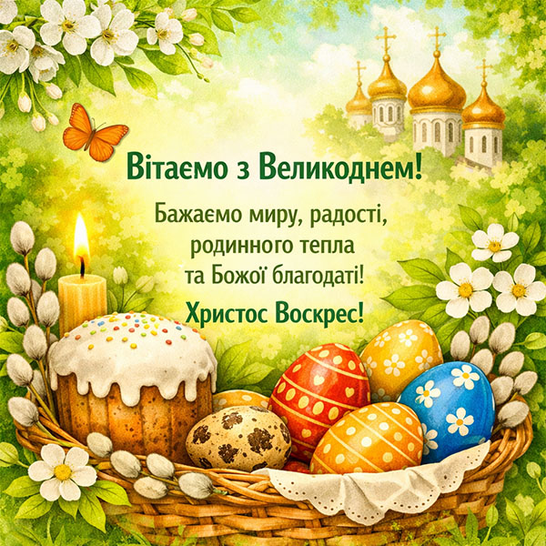 Весняна картинка-привітання з Великоднем (№43)
