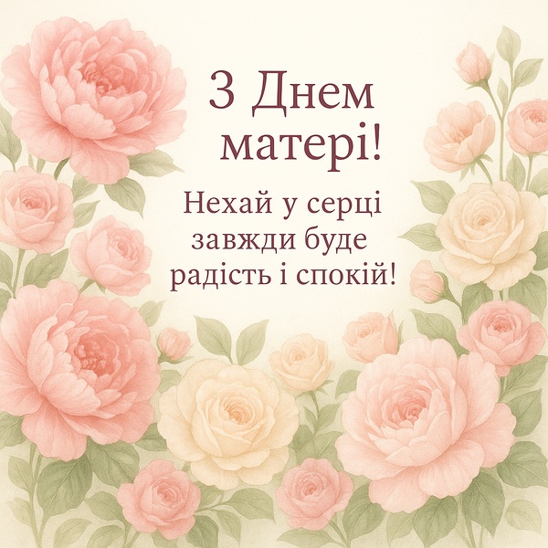 Красива листівка-привітання з Днем Матері з квітами (№34)