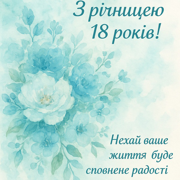 Ніжна картинка-привітання з річницею весілля 18 років (№30)