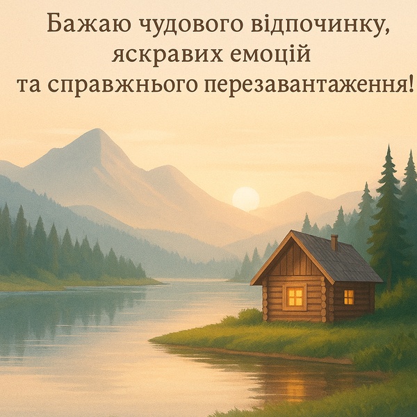 Листівка-побажання гарного відпочинку з красивим краєвидом (№33)