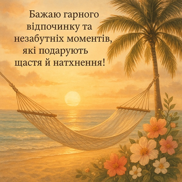 Листівка-побажання гарного відпочинку з красивим узбережжям (№35)