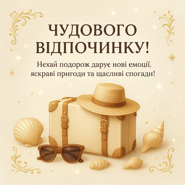 Картинка-побажання гарного відпочинку з валізою (№36)