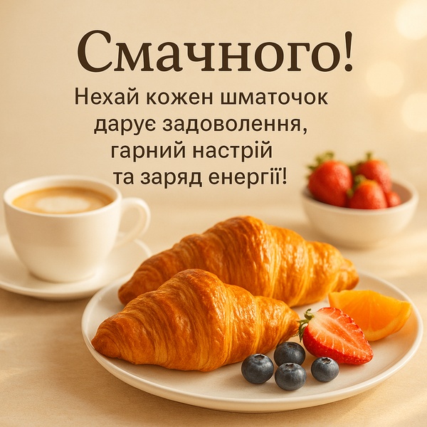 Картинка-побажання смачного з апетитними круасанами (№27)