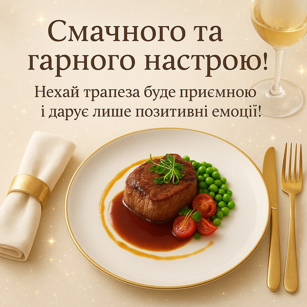 Картинка-побажання смачного з апетитними м'ясом (№31)