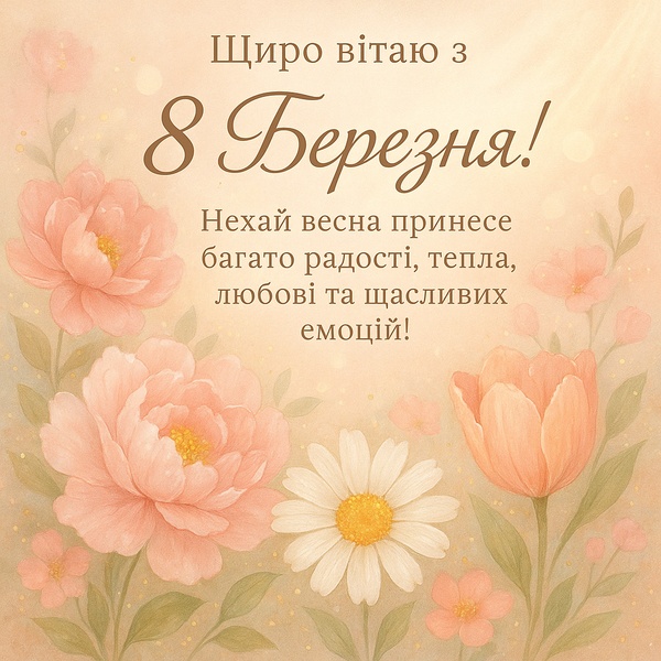 Картинка-привітання з 8 Березня з польовими квітами (№79)