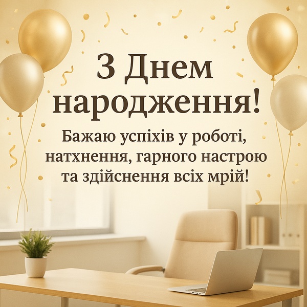 Картинка-привітання з Днем Народження колезі по роботі з повітряними кульками (№30)