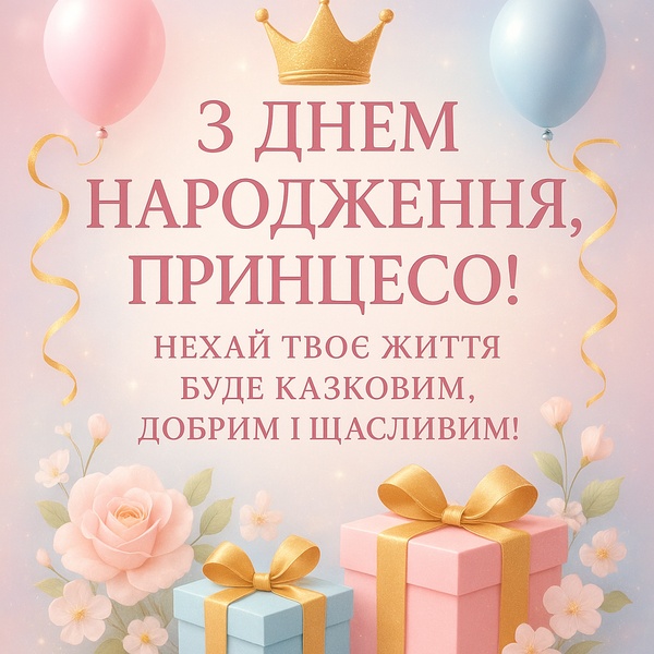 Картинка-привітання принцесі-похресниці з Днем Народження (№42)
