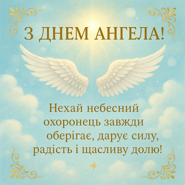 Тематична картинка-привітання з Днем Ангела з небесним мотивом (№74)