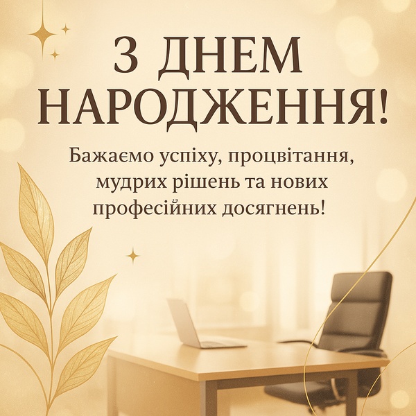 Картинка-привітання з Днем Народження керівнику у строгому, офіційному стилі (№90)