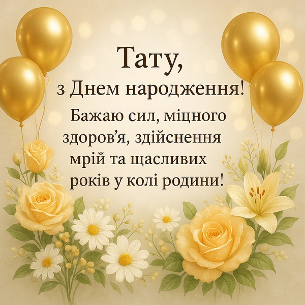 Красива картинка-привітання з Днем Народження батьку (№72)