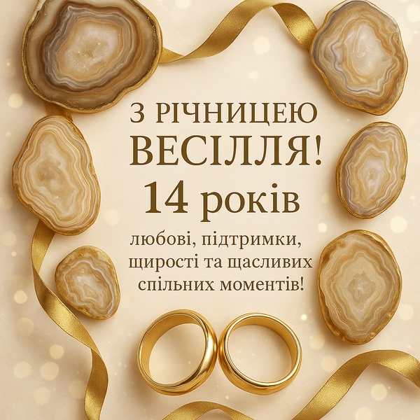 Святкова листівка-привітання з річницею весілля 14 років (№30) Святкова листівка-привітання з річницею весілля 14 років (№30)