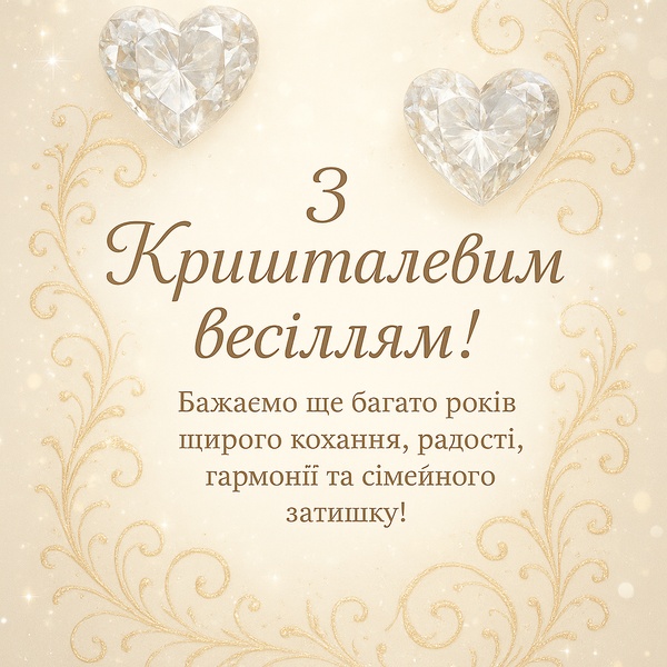 Святкова картинка-привітання з Кришталевим Весіллям (№37) Святкова картинка-привітання з Кришталевим Весіллям (№37)