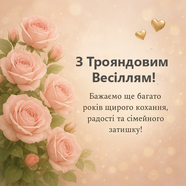 Романтична картинка-привітання з Трояндовим Весіллям (№32)