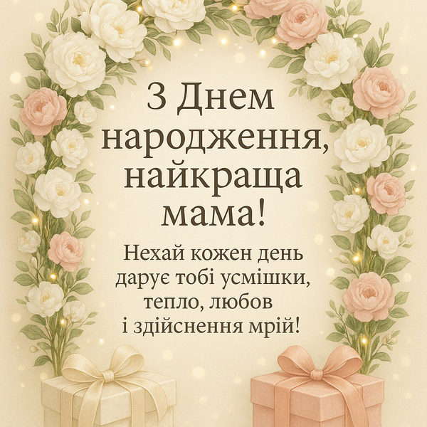 Красива оригінальна картинка-привітання з Днем Народження найкращій мамі (№37)