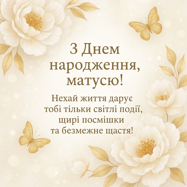 Вишукана преміальна листівка-привітання з Днем Народження матусі (№38)