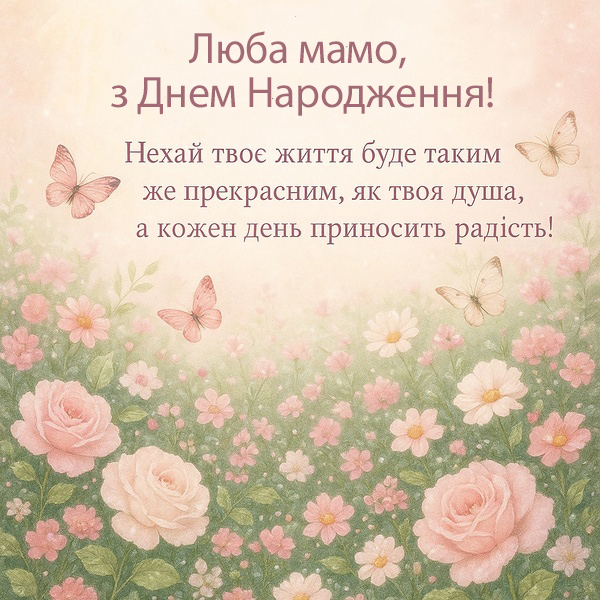 Красива та ніжна картинка-привітання з Днем Народження мамі (№39)