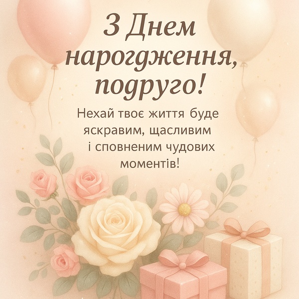 Красива картинка-привітання з Днем Народження подрузі (№38)