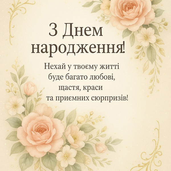 Листівка-привітання з Днем Народження подрузі з квітами (№41)