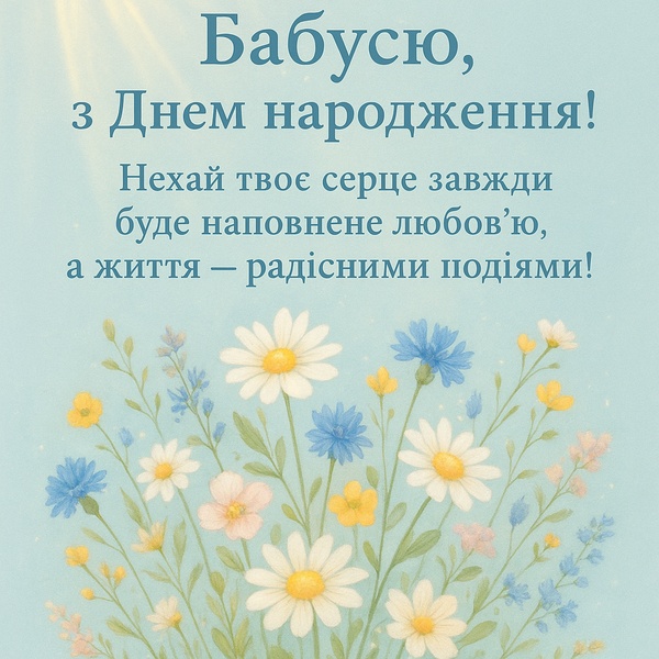 Красива сучасна листівка-привітання з Днем Народження бабусі (№70)