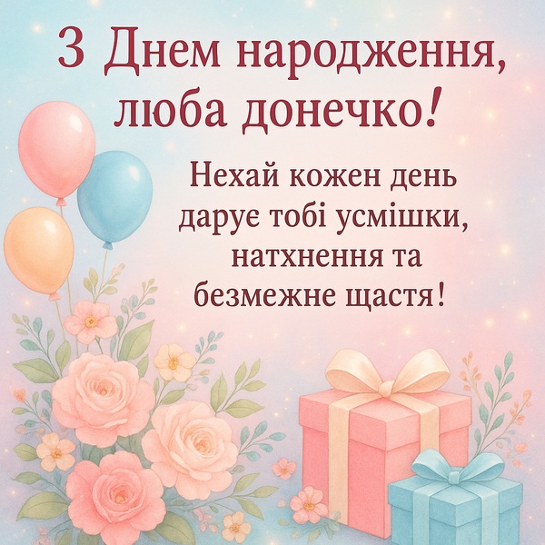 Яскрава картинка-привітання з Днем Народження доньці (№44)