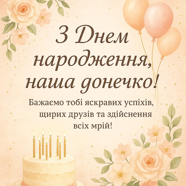 Святкова картинка-привітання з Днем Народження донечці (№46)