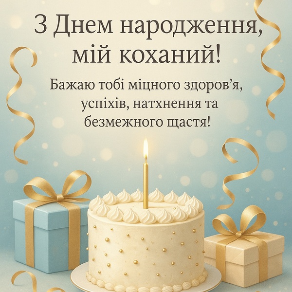 Урочиста листівка-привітання з Днем Народження коханому (№26)