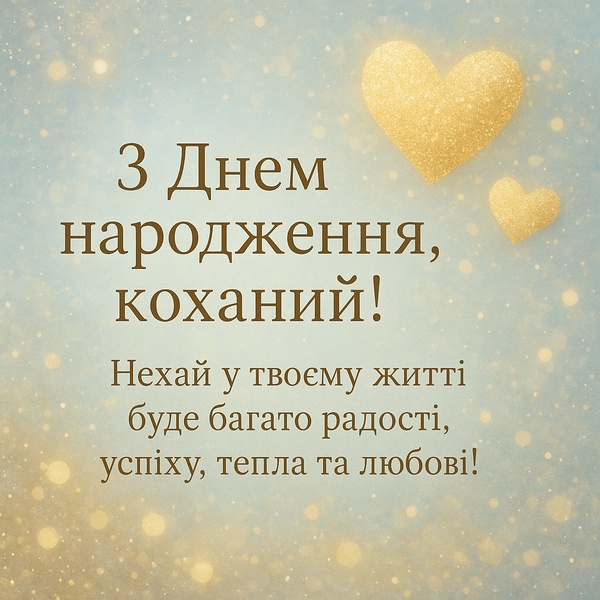 Романтична картинка-привітання з Днем Народження коханому з сердечками (№28)