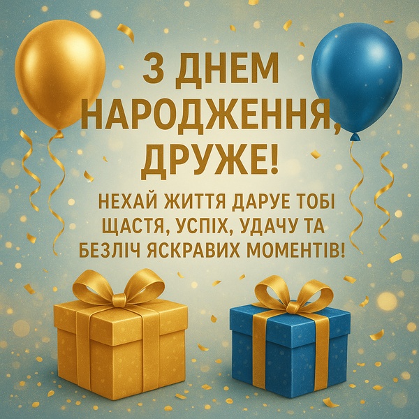 Стильна картинка-привітання з Днем Народження найкращому другу (№35)