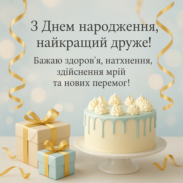 Урочиста листівка-привітання з Днем Народження найкращому другу (№36)