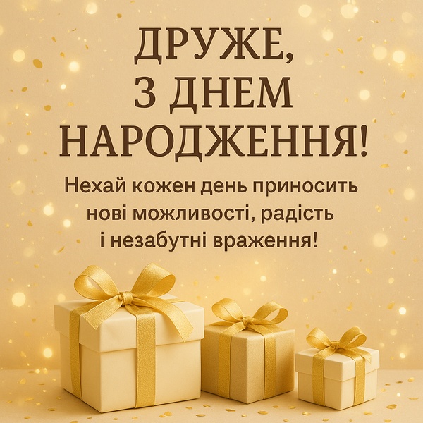 Красива святкова картинка-привітання з Днем Народження другу (№37)