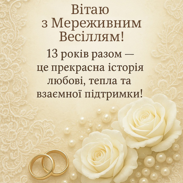 Красива та оригінальна картинка-привітання з Мереживним Весіллям (№24)